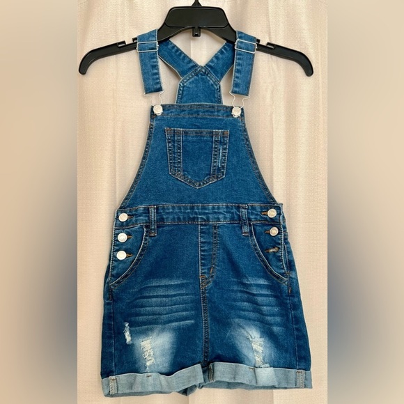 SHEIN Other - SHEIN Teen Denim Short Overalls Size 10-11Y Distressed NWOT